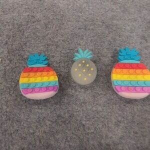 Set of 3 Pineapple Shoe Charms Rainbow‎ Pop It and Translucent Clog Accessories